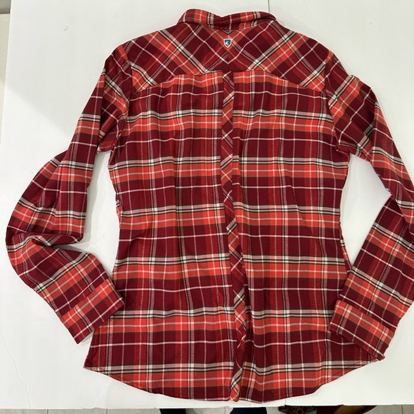 Kuhl Women's Alina Flannel Plaid Shirt Blue Depths size Medium - Picture 3 of 11